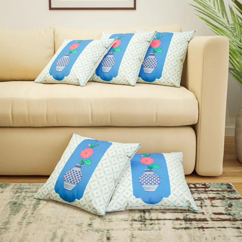 Indigo Pottery Cushion Cover (Dark Blue) - Set Of Five media 1