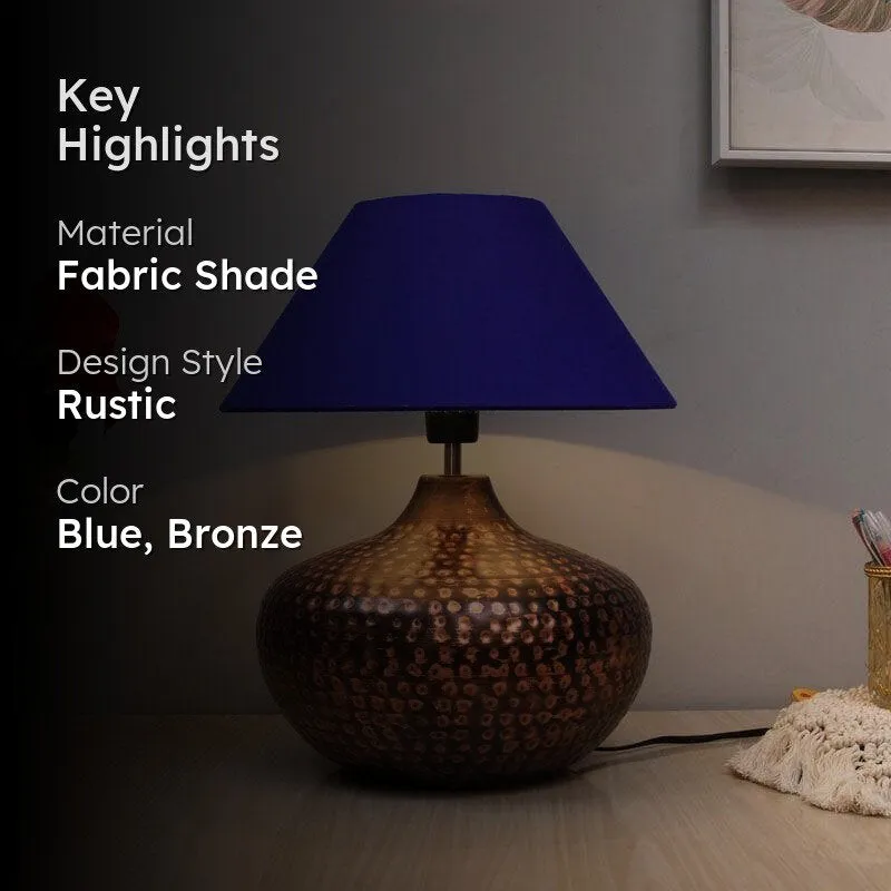 Nihita Fabric Table Lamp - Blue,Bronze media 2