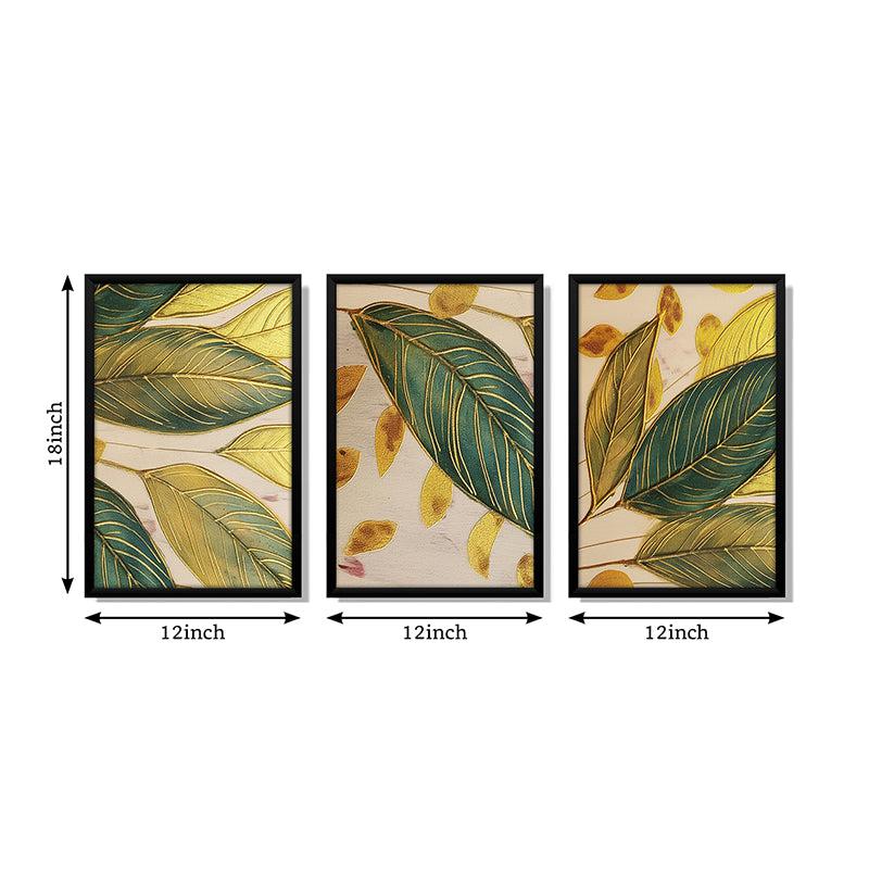 Amber Veins & Leaves Wall Art With Frame - Set Of Three media 9
