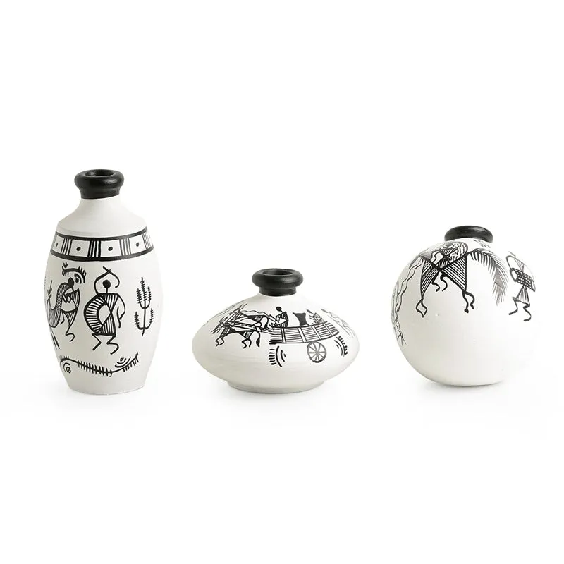 Pali Handpainted Terracotta Vase - Three Piece Set media 4