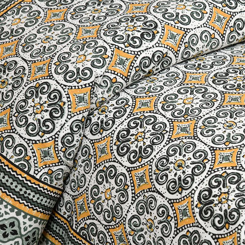 Drona Ethnic Cotton Bedsheet (Grey) - 180 TC media 3