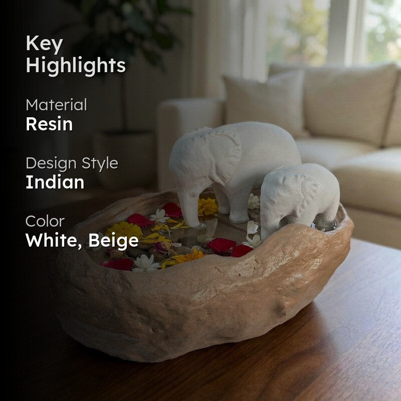 White Elephant Figurine Resin Urli media 2