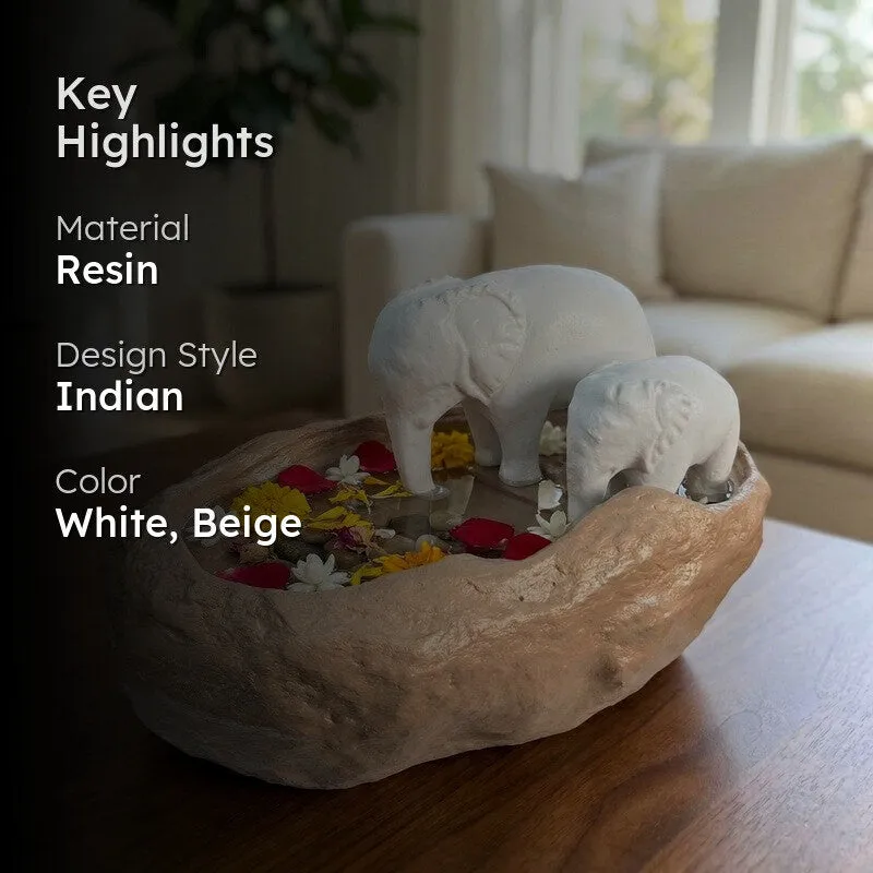 White Elephant Figurine Resin Urli media 2