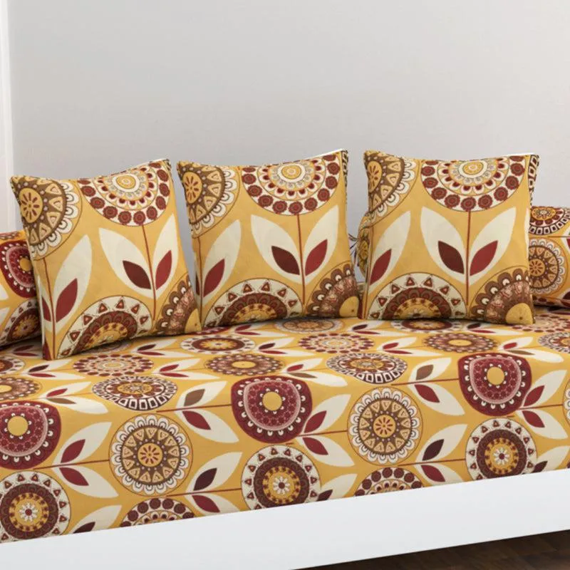 Autumn Fleur Floral Cotton Diwan Set media 3