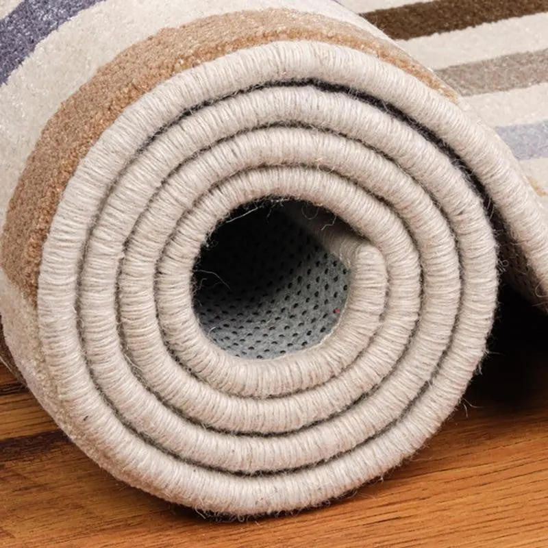 Istari Hand Tufted Geometric Wool & Nylon Carpet - Blue & Beige media 6