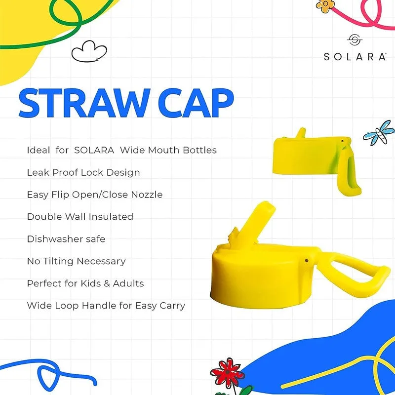 Yellow straw cap shown in an informational promotional layout