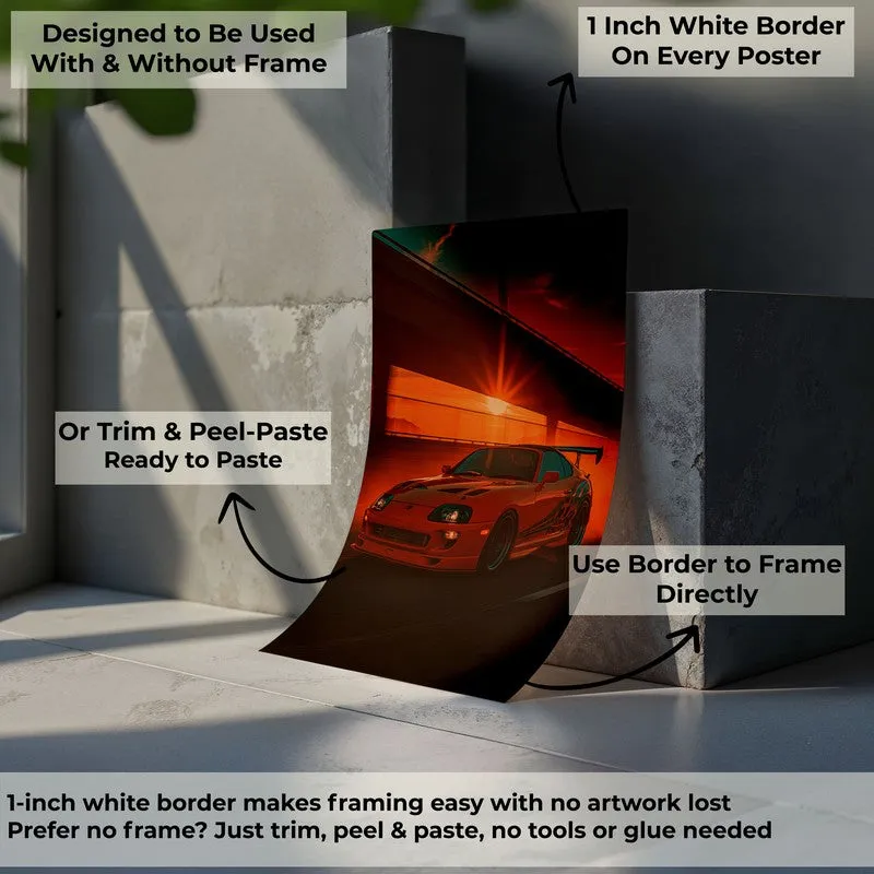 Single car poster shown leaning against blocks