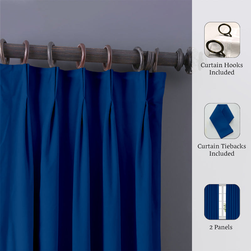 Imora Double Pinch Pleat Short Width Curtain - Royal Blue media 5