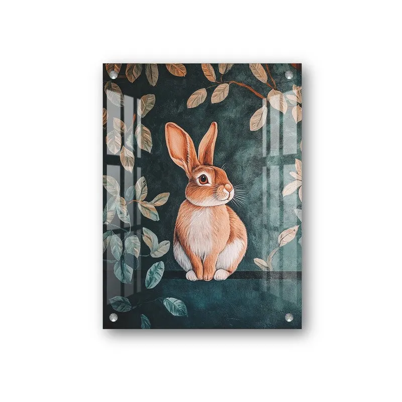 Rabbit in Serenity Leaves Acrylic Wall Art media 3
