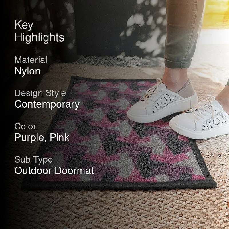 Niro Geometric Nylon Door Mats - Purple,Pink media 2