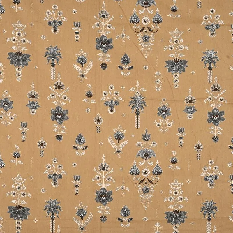 Teva Floral Cotton Bedsheet (Buff) - 210 TC media 5