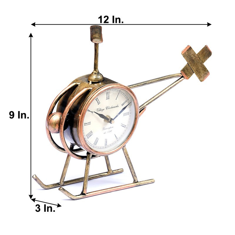 Vintage Copter  Accent Metal Table Clock media 8