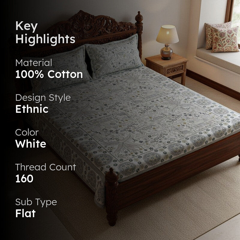 Sachora Ethnic Cotton Bedsheet - 160 TC media 2