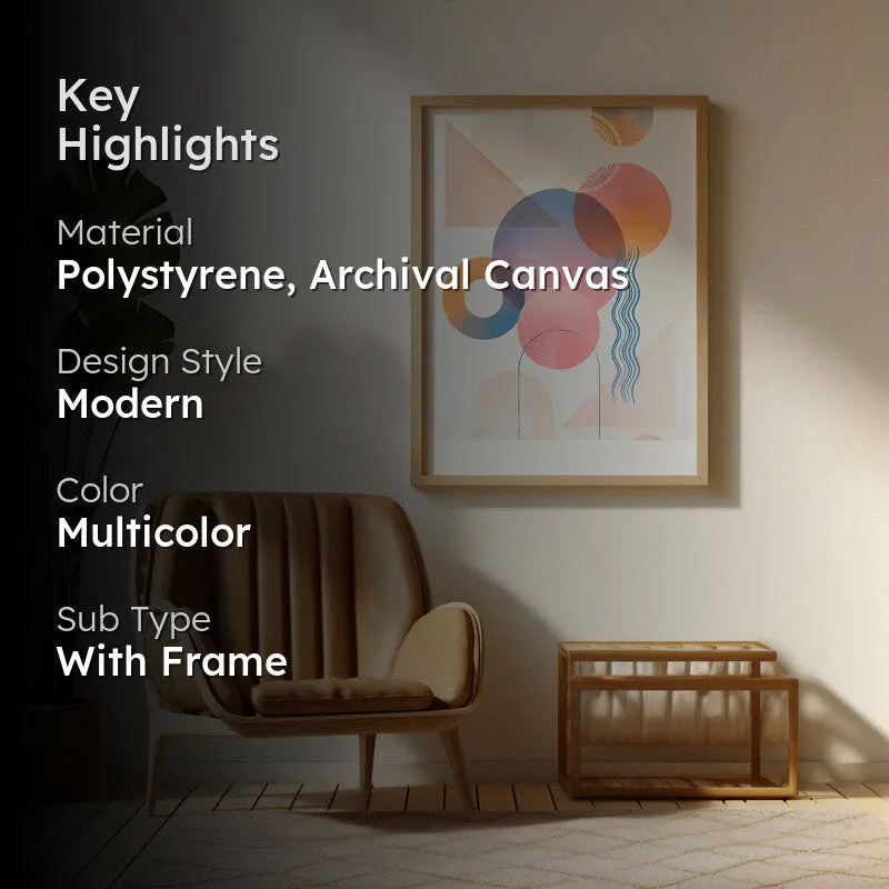 Geometric Euphoria Archival Canvas Wall Art - Natural Brown Frame media 2