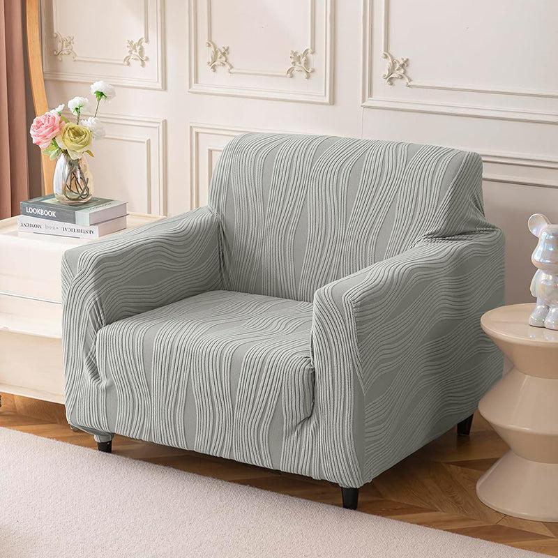 Velvet Night Solid Sofa Cover (Light Grey) - Single Seater media 3