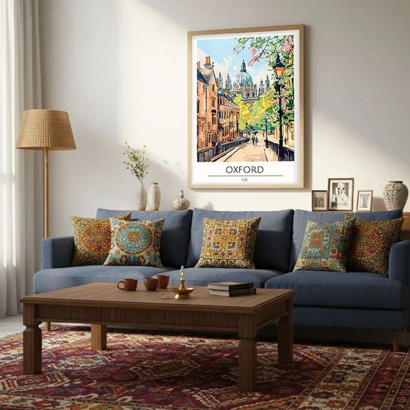 Vintage Oxford Framed Canvas Archival Canvas Wall Painting - Natural Brown Frame media 4