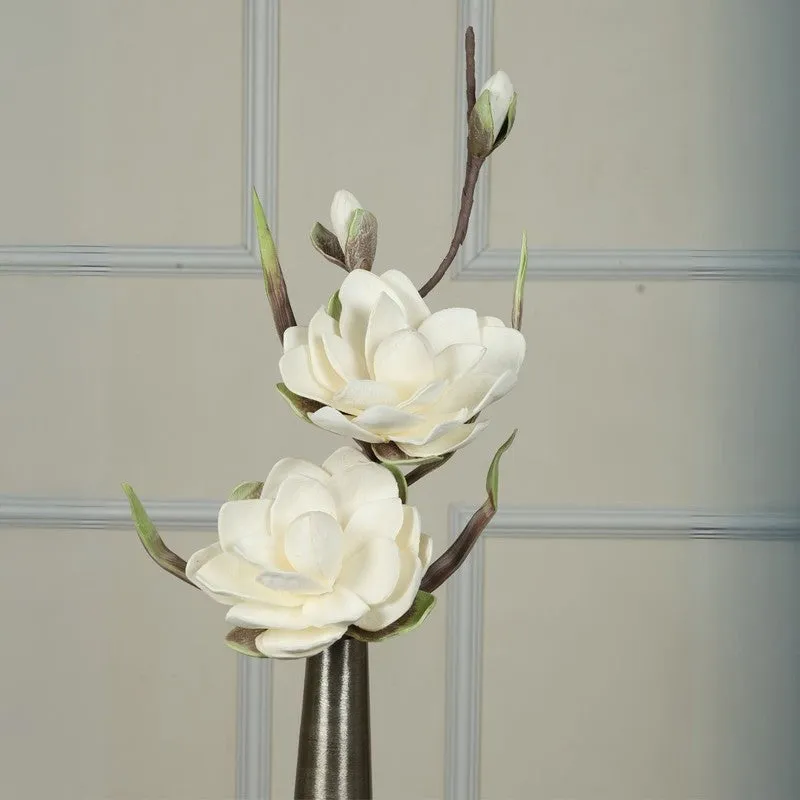 Elegant Artificial Magnolia Foam Flower Stick - White media 3