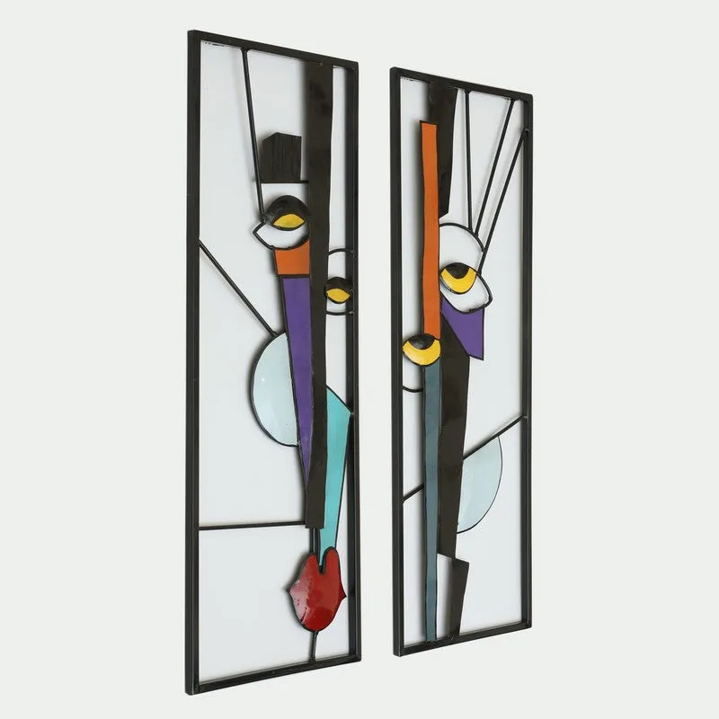 Lines Of Faces Metal Wall Accent - Set Of Two media 3