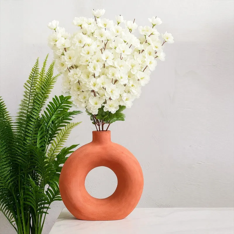 Faux Cherry Blossom Floral Stick - White media 1