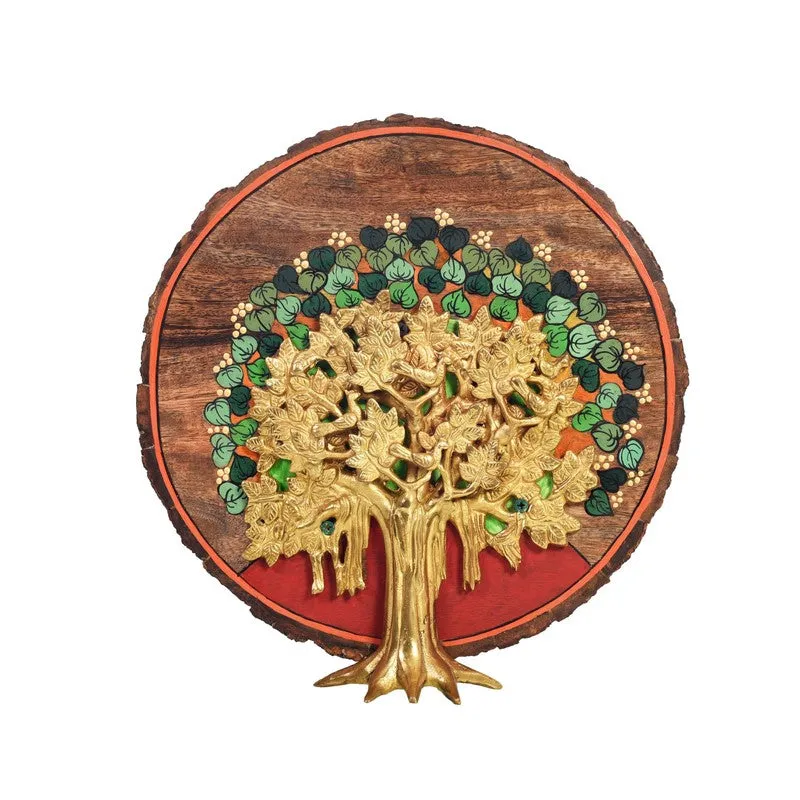 Tree of Life Round Mango Wood Wall Accent media 3