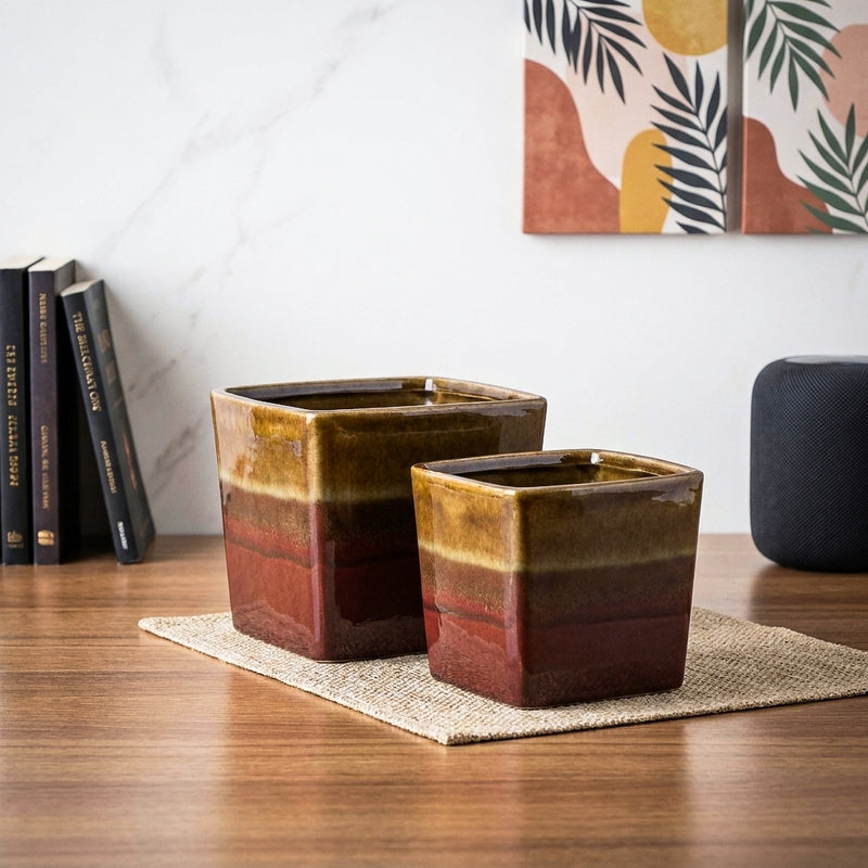 PureLuxe Pots & Planters (Brown) - Set Of Two