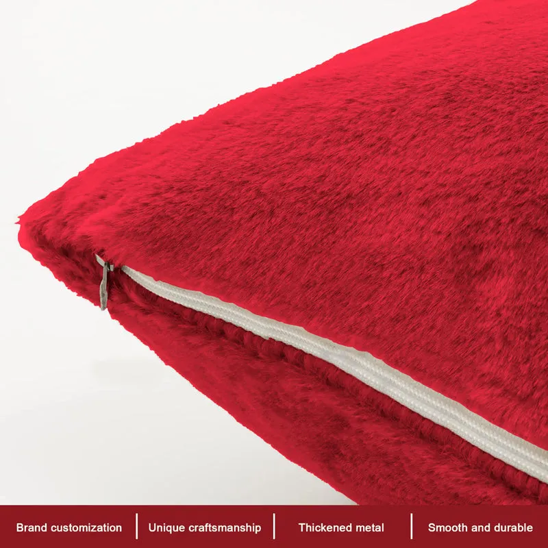 Cozy Puff Fur Cushion Cover Set (Red) - Set Of Two media 6