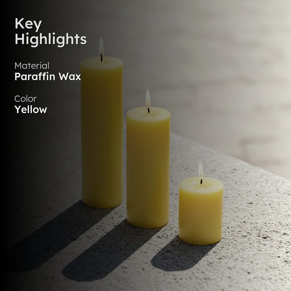 AuraFlame Designer Wax Candle (Yellow) - Set Of Three media 2