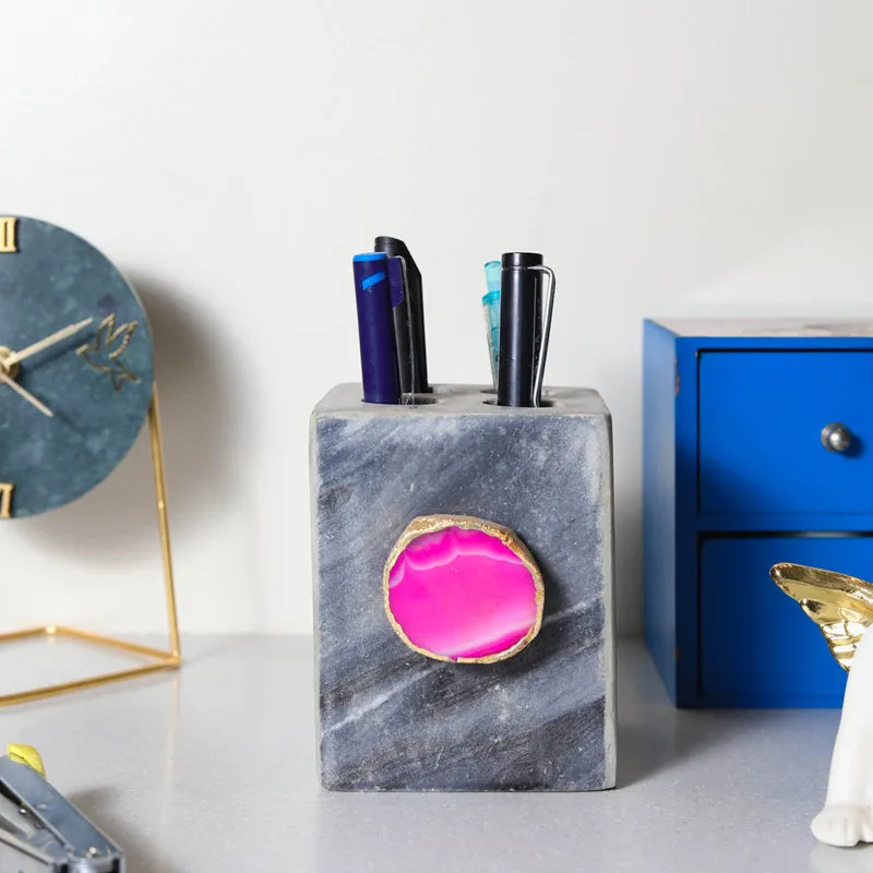 Neiro Marble & Agate Stationary Holder - Pink media 1