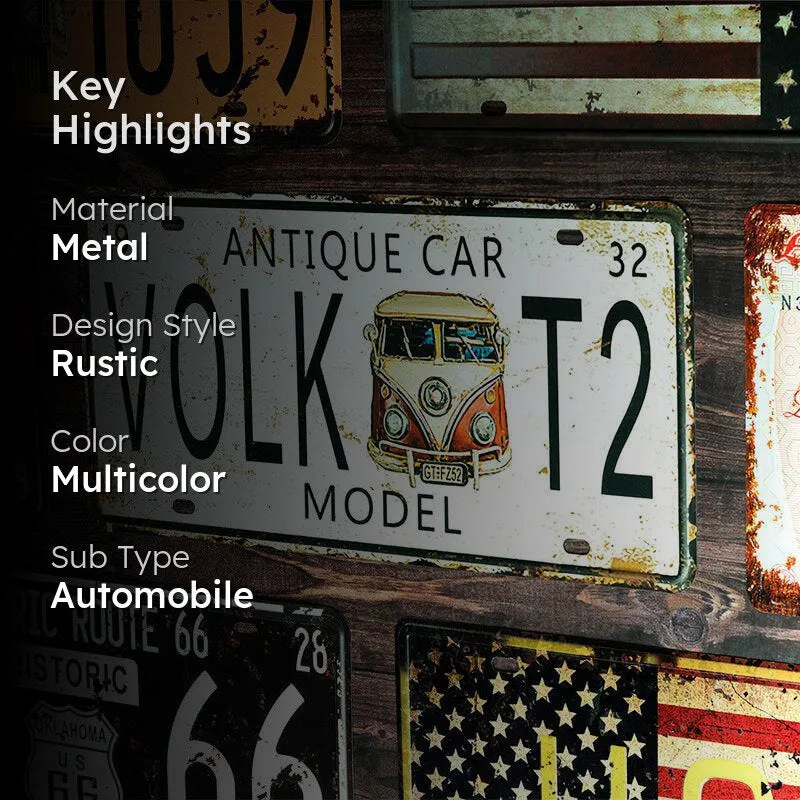 Volkz T2 Model Antique Care Retro Metal Wall Accent media 2