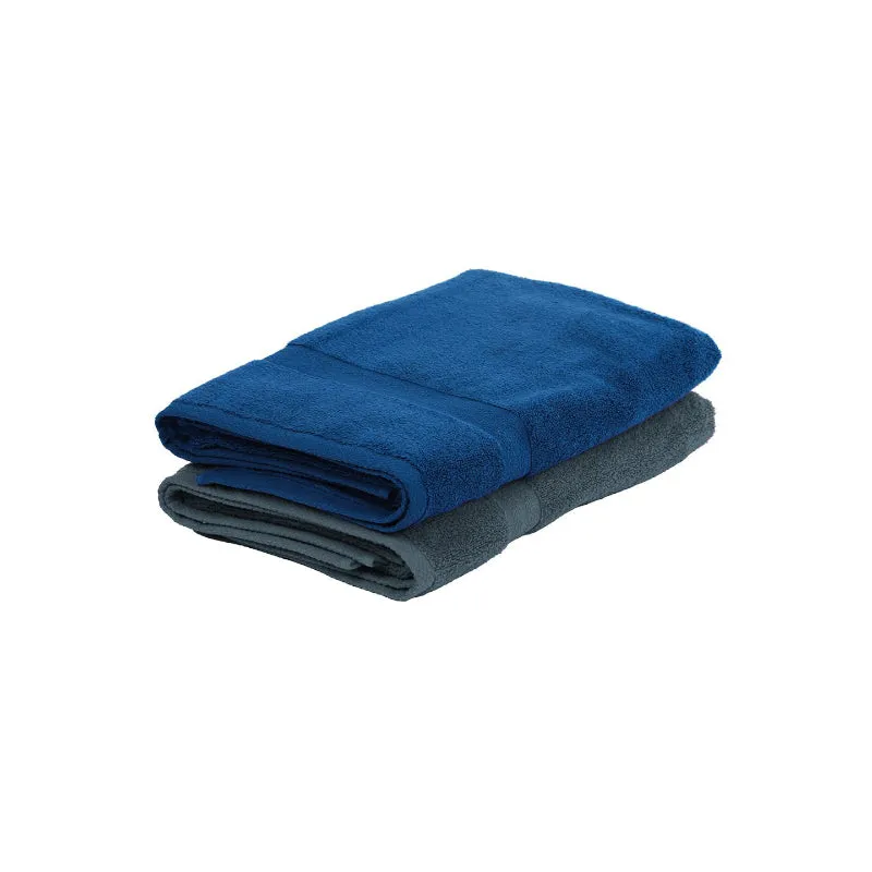 Miorah Bath Towel (Blue & Grey) - Set Of Two media 5