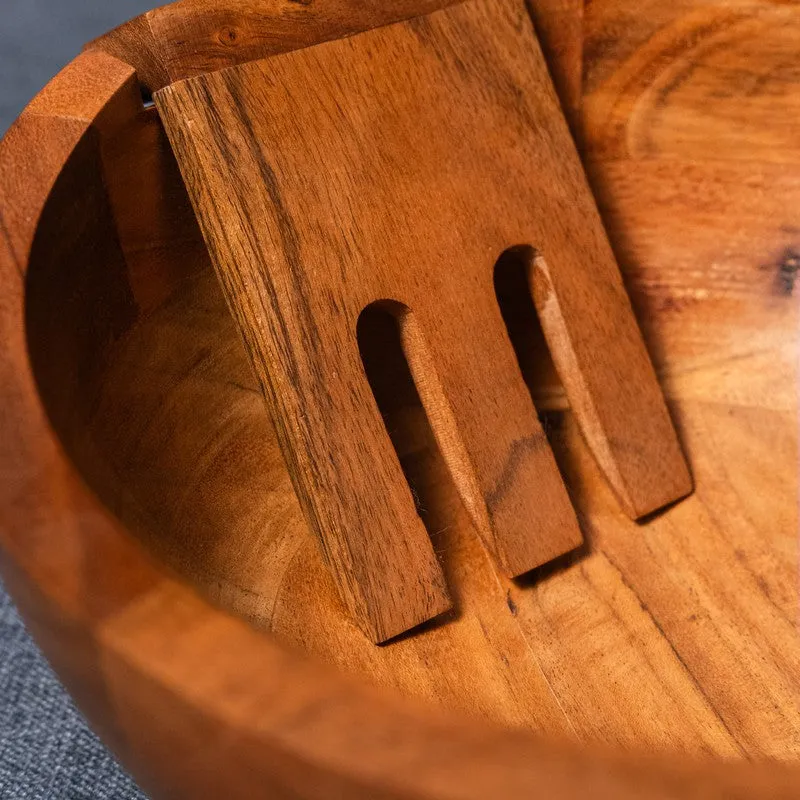 Artisan Carved Wood Salad Bowl With Hands (750 mL) - Three Piece Set media 10