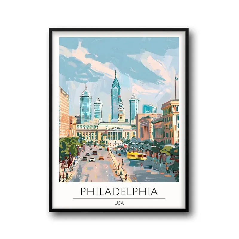 Vintage Philadelphia Framed Canvas Wall Painting media 5