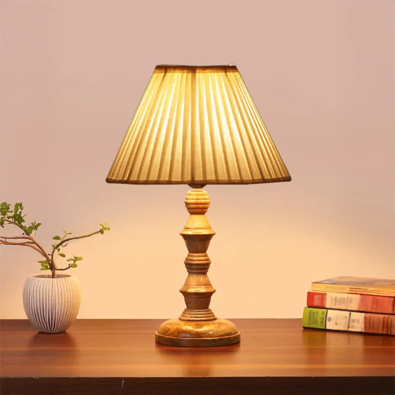 Pleatra II Timber Wooden Table Lamp - White,Brown media 2