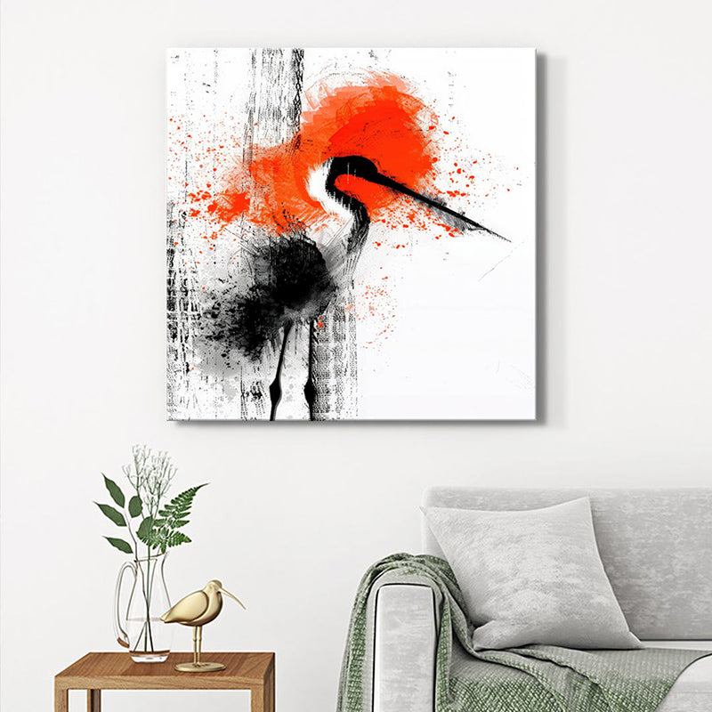 Long Beak Bird Poly Canvas Wall Painting