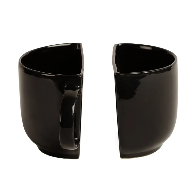 The Better Half Ceramic Tea Cup (130 mL Each/Black) - Set of Two media 4