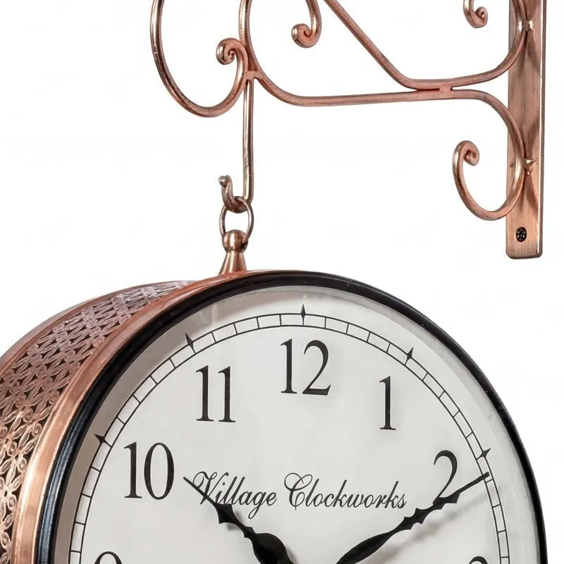 Platform Precision Double - Sided Vintage Wall Clock - Copper media 9