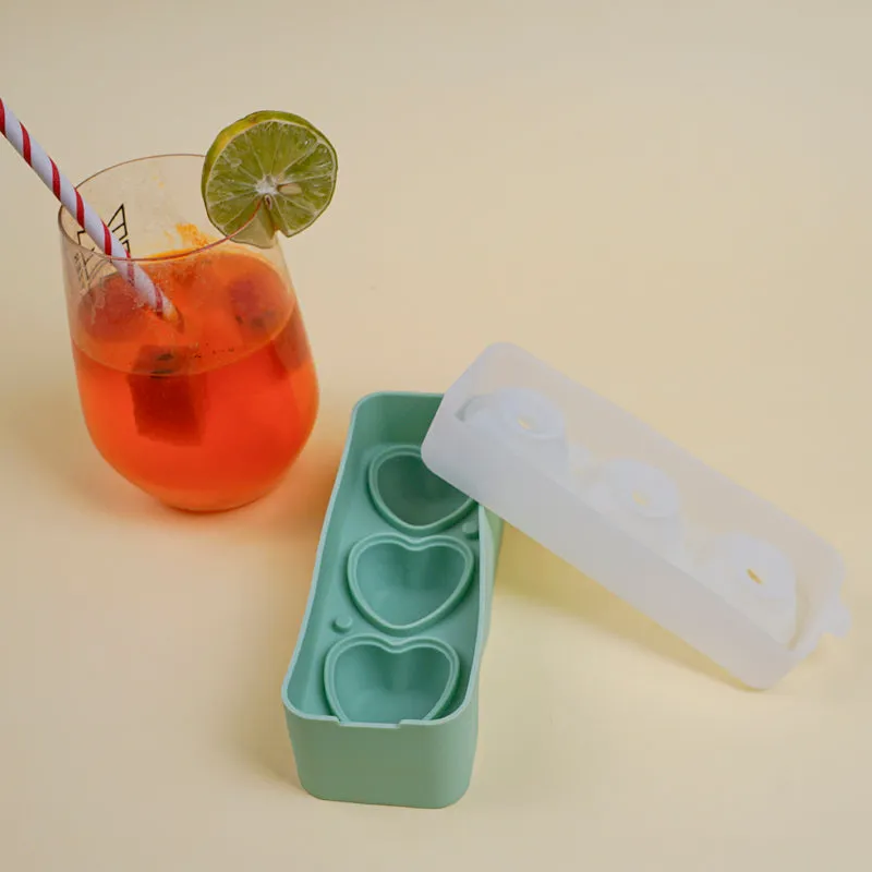 Heart Silicone 3-Cube Ice Mould - Green media 3