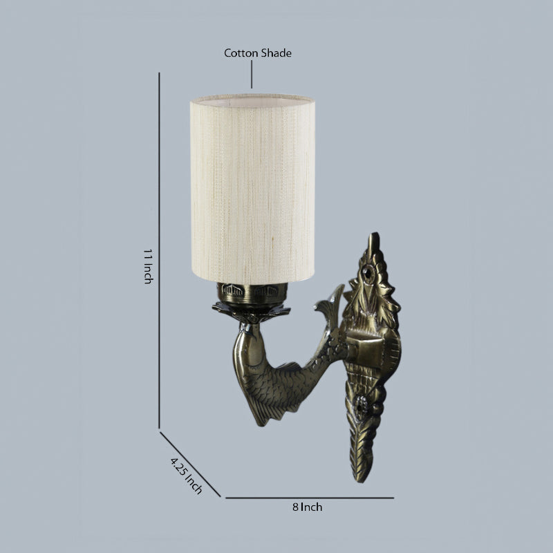 Ziada Stiva Cylindrical Fabric & Metal Wall Lamp - Off White media 4