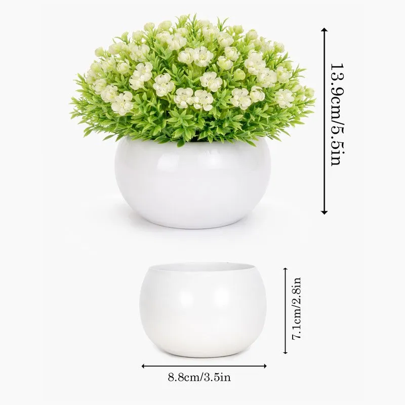 Velvique Artificial Rose Flower Plant With Pot (White) - 14CM media 6