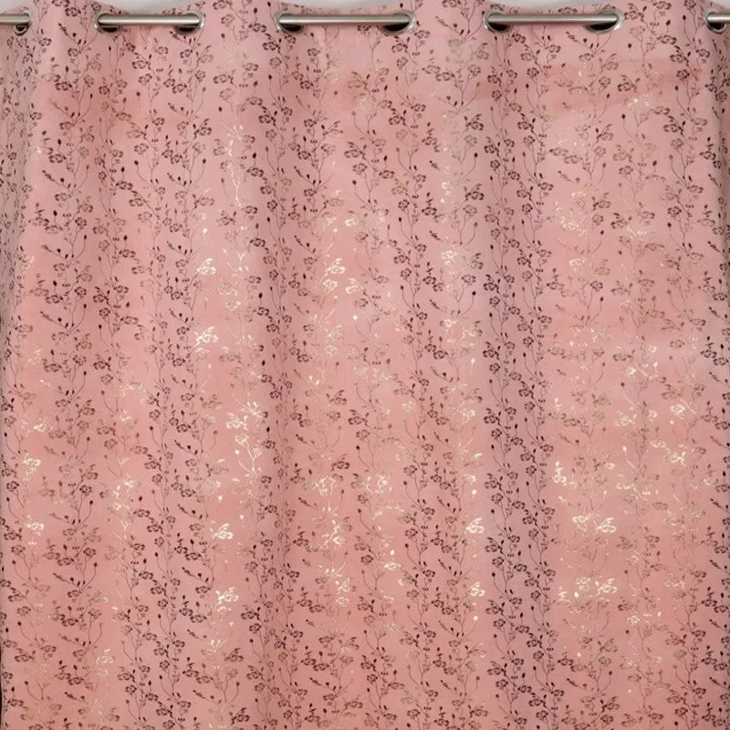 Glow Touch Printed Velvet Curtain - Peach,Gold media 4