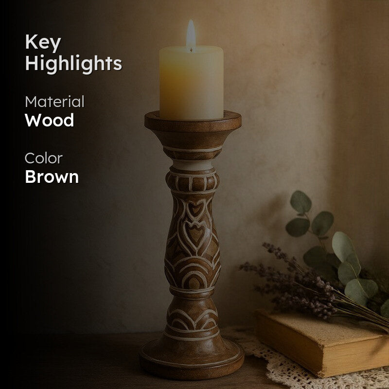 Rae Wooden Candle Holder - Short media 2