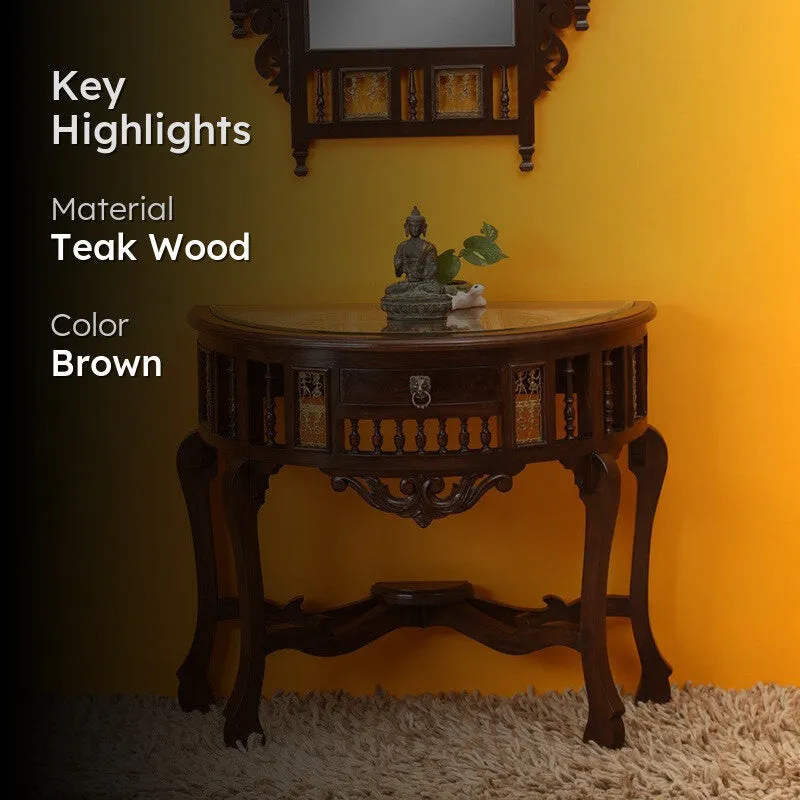 Awadh Teak Wood Console Table - Small media 2