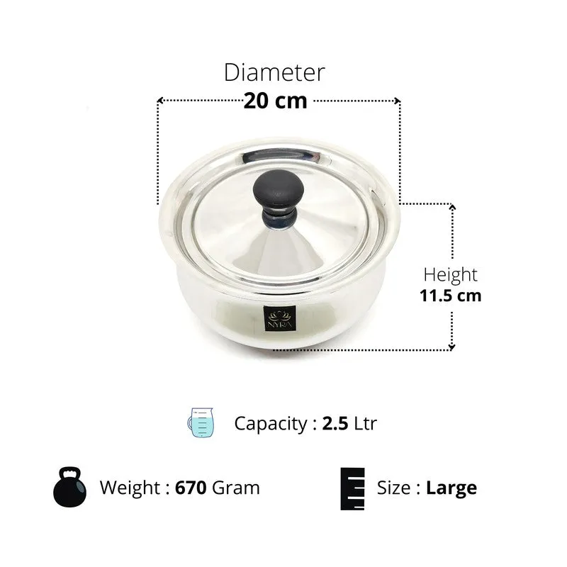 Silvara Stainless Steel Handi with Lid - 2500 mL media 8