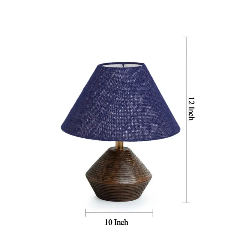 Yami Cone Wooden Table Lamp With Jute Shade - Brown,Blue media 7