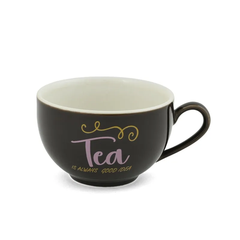 BrewBliss Porcelain Cup & Saucer (Deep Brown/220 mL Each) - Set of Six - 6