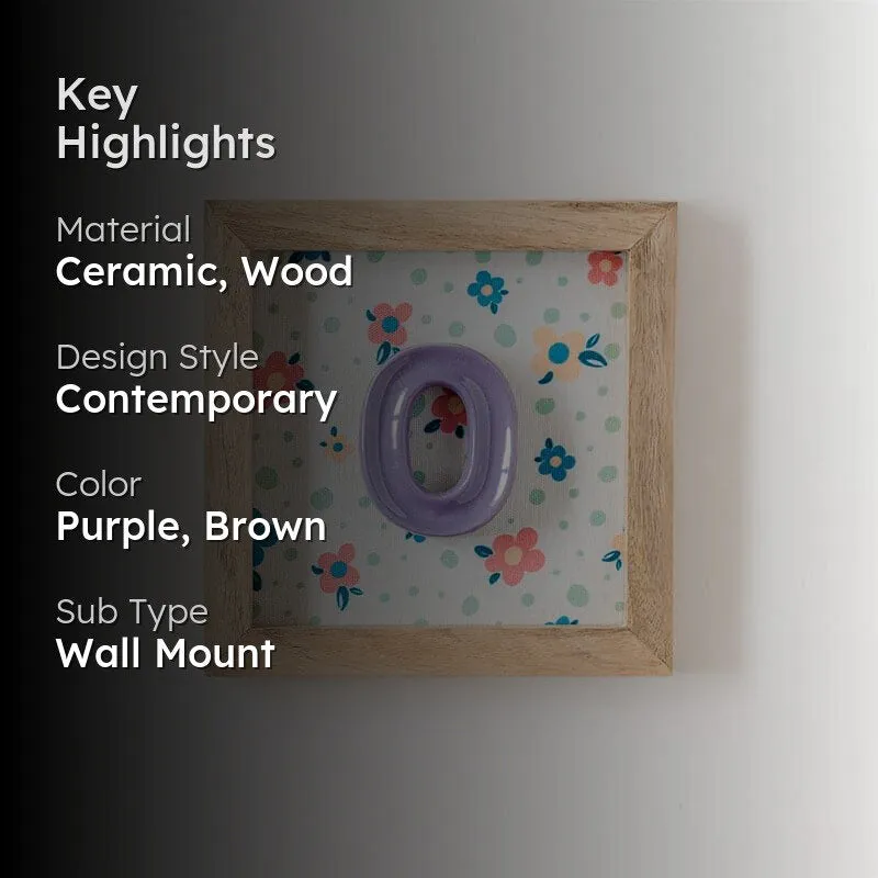 (O) Mini Mottled Mono Ceramic & Wooden Wall Accent - Purple media 2