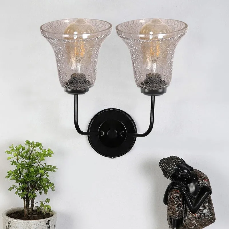 Crystal Flare Tiwn Shade Glass Wall Lamp media 3
