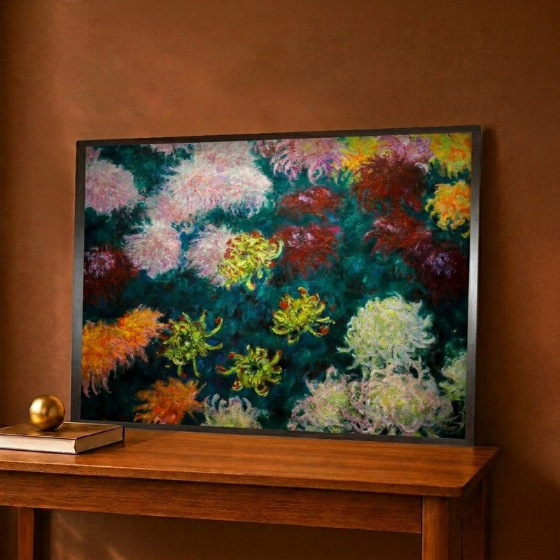Chrysanthemums Canvas Wall Painting - 12 x 9 Inches