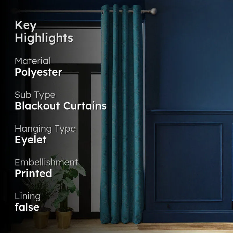 Acelynn Polyester Blackout Curtain - Blue media 2