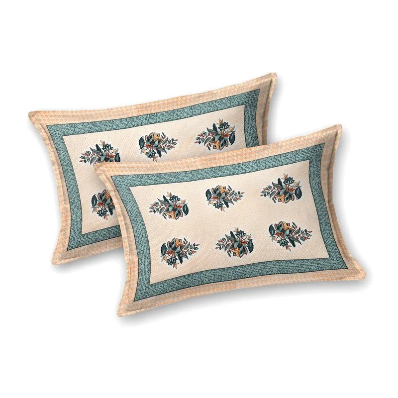 Royalra Cotton Bedsheet (Beige,Green) - 240 TC media 4